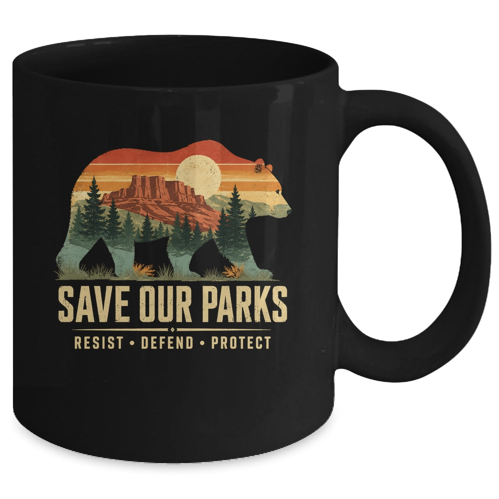 Save Our Parks Bear Nature Resist Defend Protect Outdoor Mug | siriusteestore