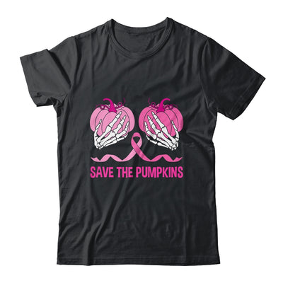 Save The Pumpkin Boobs Skeleton Hand Halloween Breast Cancer Shirt & Tank Top | siriusteestore