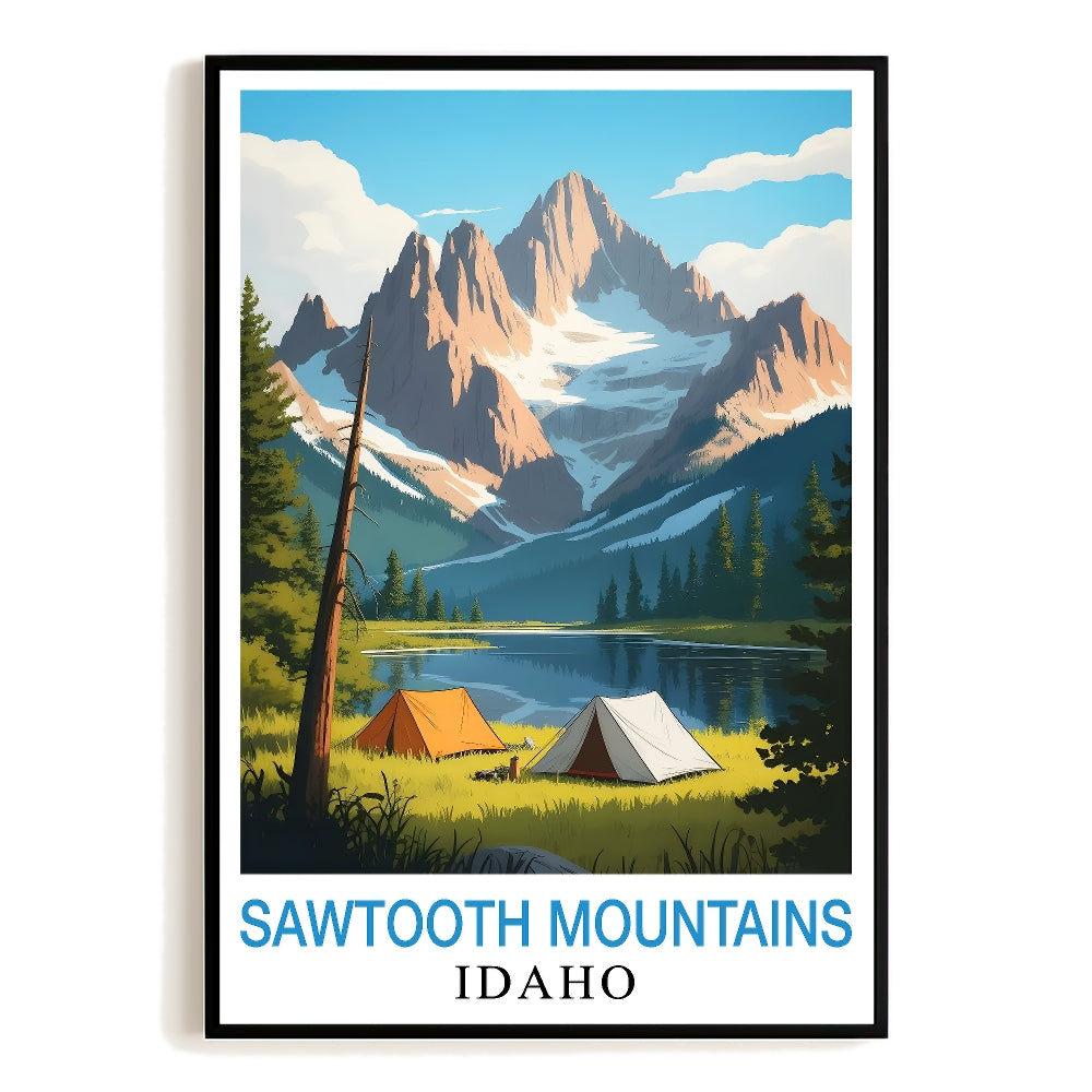 Sawtooth Mountains Idaho Print Vintage Travel Lovers Poster Nature Art Landscape Wall Art Painting Picture Ideal For Home Room Living Room Office Bedroom Decor Unframed | siriusteestore
