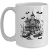 Scary Halloween House Spooky Season Bats Pumpkins Costume Mug | siriusteestore
