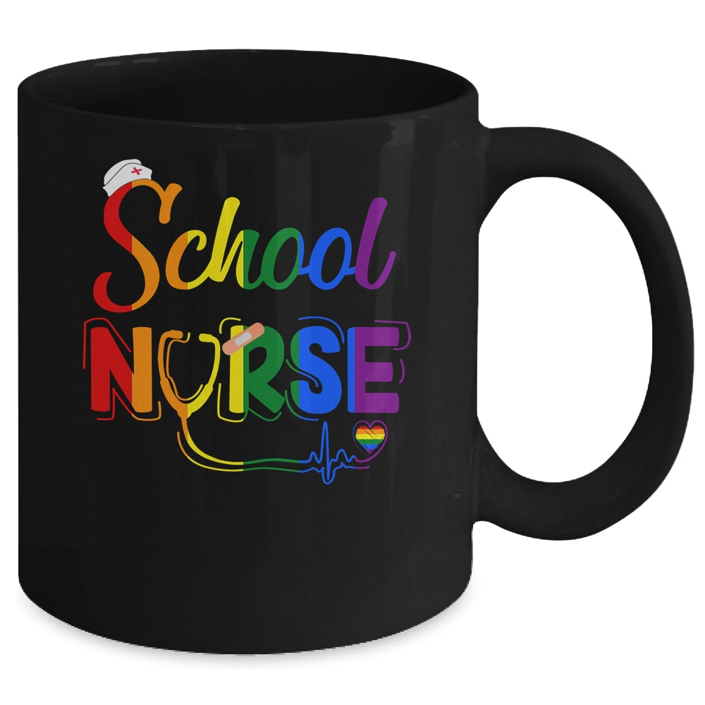 School Nurse Registered LGBTQ LGBT Pride Gay Lesiban Nursing Mug | siriusteestore