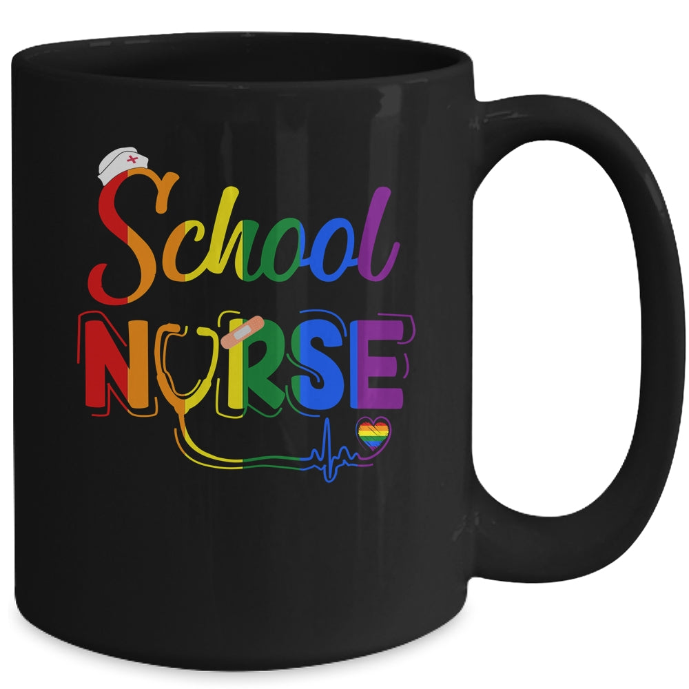 School Nurse Registered LGBTQ LGBT Pride Gay Lesiban Nursing Mug | siriusteestore