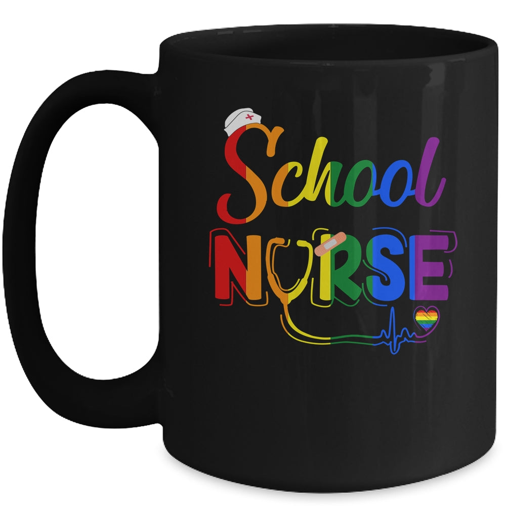 School Nurse Registered LGBTQ LGBT Pride Gay Lesiban Nursing Mug | siriusteestore