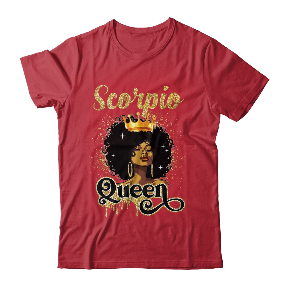 Scorpio Queen Birthday Afro Girls Black Zodiac Birthday Shirt & Tank Top | siriusteestore