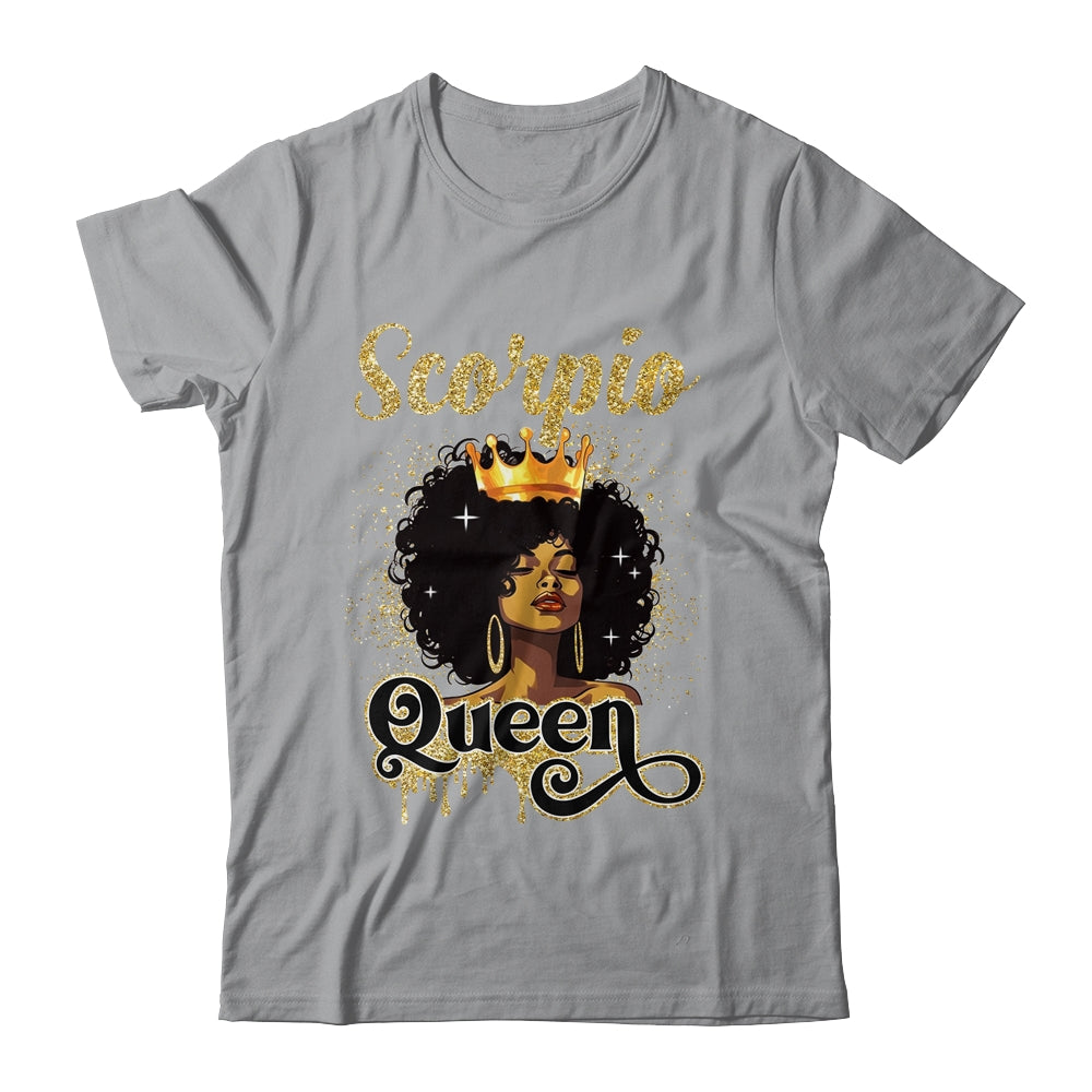 Scorpio Queen Birthday Afro Girls Black Zodiac Birthday Shirt & Tank Top | siriusteestore
