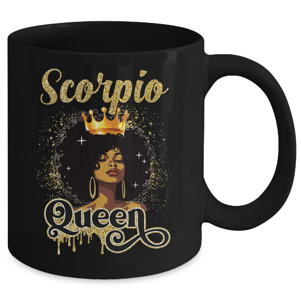 Scorpio Queen Birthday Afro Girls Black Zodiac Birthday Mug | siriusteestore