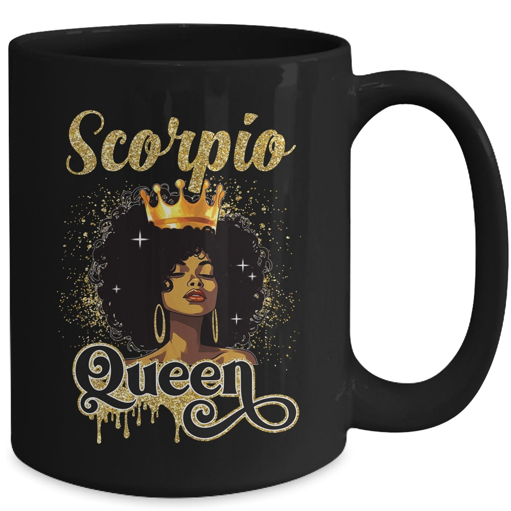 Scorpio Queen Birthday Afro Girls Black Zodiac Birthday Mug | siriusteestore
