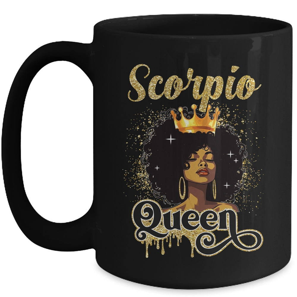 Scorpio Queen Birthday Afro Girls Black Zodiac Birthday Mug | siriusteestore