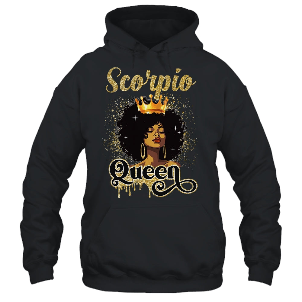 Scorpio Queen Birthday Afro Girls Black Zodiac Birthday Shirt & Tank Top | siriusteestore
