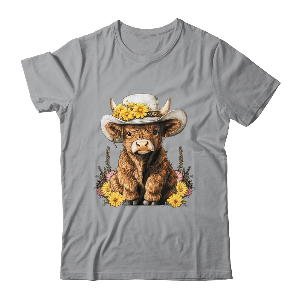 Scottish Cute Highland Cow Cattle Hairy Cow Flowers Women Shirt & Tank Top | siriusteestore