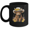 Scottish Cute Highland Cow Cattle Hairy Cow Flowers Women Mug | siriusteestore