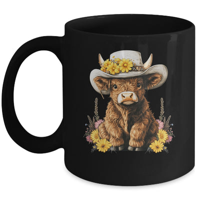 Scottish Cute Highland Cow Cattle Hairy Cow Flowers Women Mug | siriusteestore