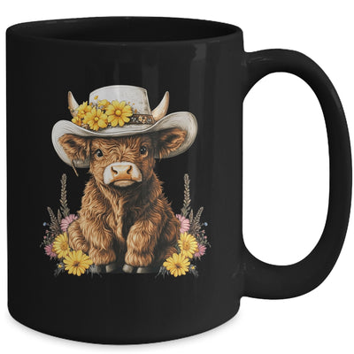 Scottish Cute Highland Cow Cattle Hairy Cow Flowers Women Mug | siriusteestore