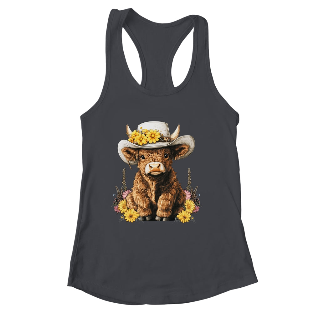 Scottish Cute Highland Cow Cattle Hairy Cow Flowers Women Shirt & Tank Top | siriusteestore