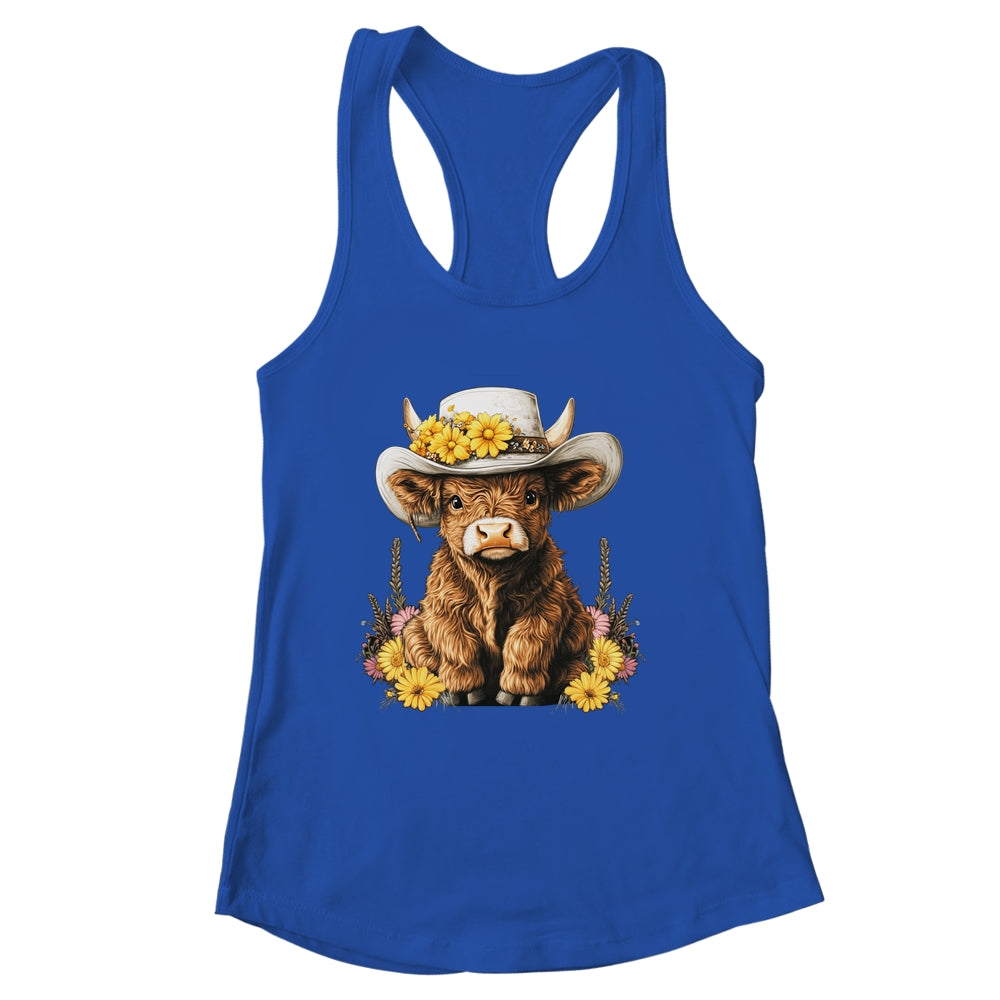 Scottish Cute Highland Cow Cattle Hairy Cow Flowers Women Shirt & Tank Top | siriusteestore