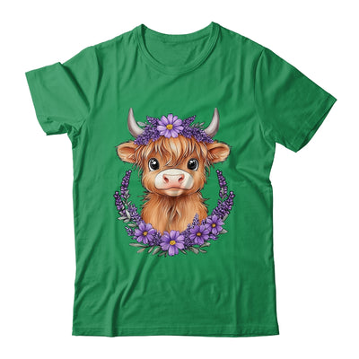 Scottish Highland Cow Baby With Purple Flowers Farmer Women Shirt & Sweatshirt | siriusteestore