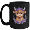 Scottish Highland Cow Baby With Purple Flowers Farmer Women Mug | siriusteestore