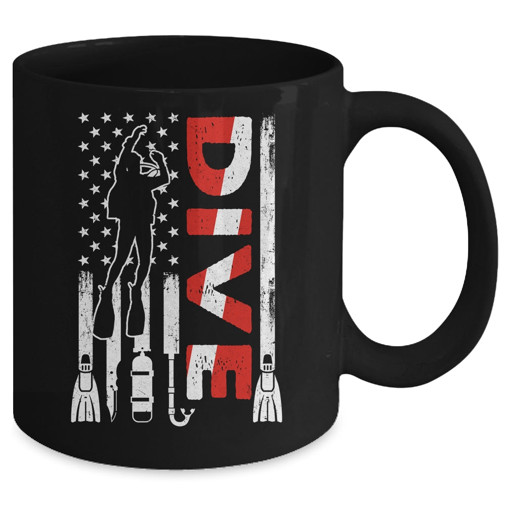 Scuba Diving For Men Women Scuba Diving American Flag Mug | siriusteestore