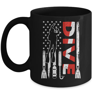 Scuba Diving For Men Women Scuba Diving American Flag Mug | siriusteestore