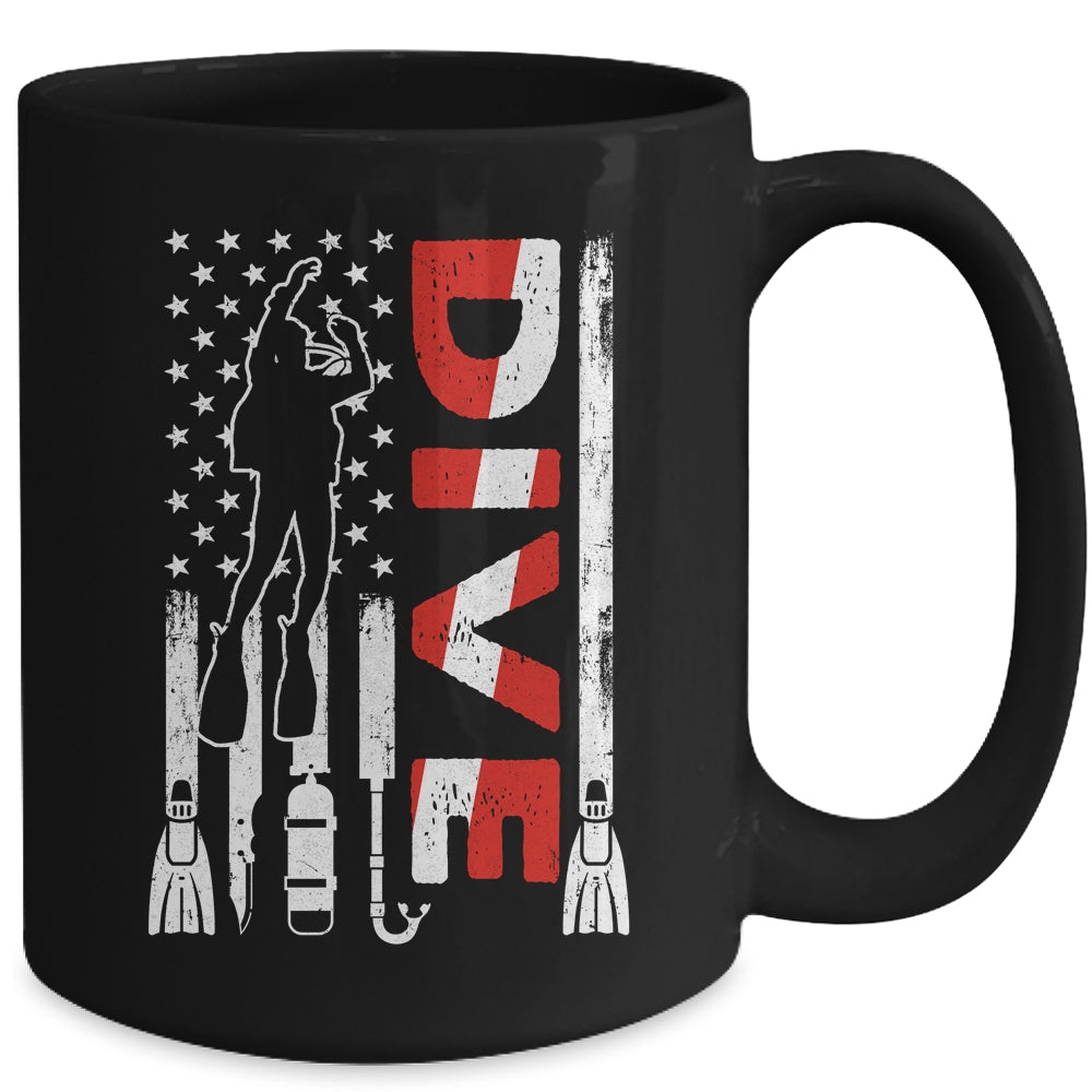 Scuba Diving For Men Women Scuba Diving American Flag Mug | siriusteestore