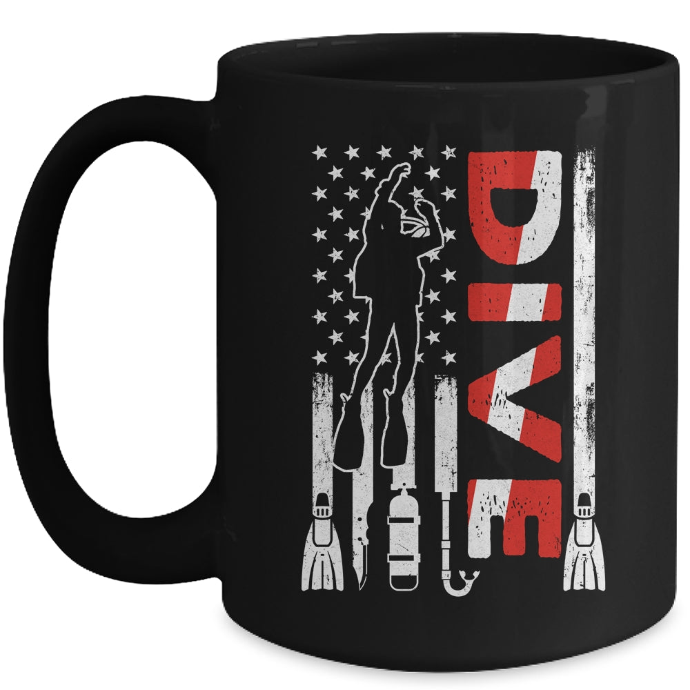 Scuba Diving For Men Women Scuba Diving American Flag Mug | siriusteestore