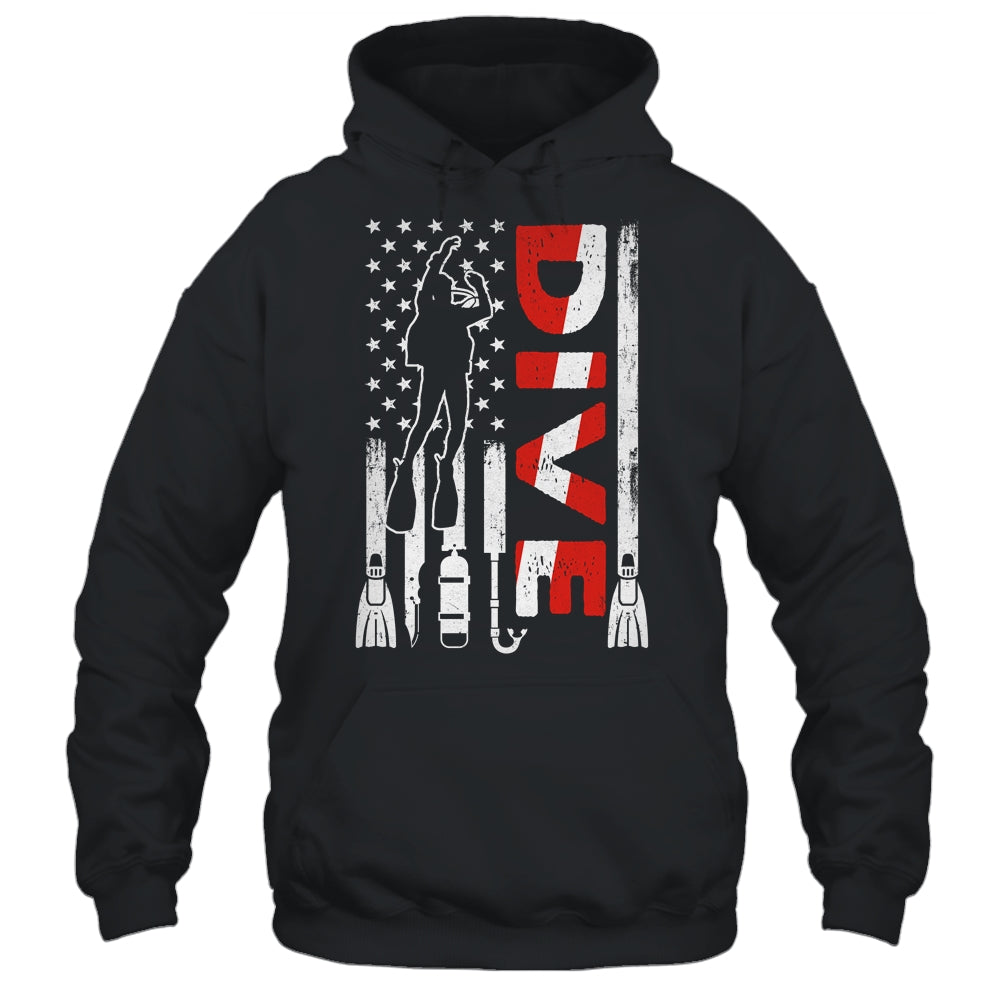 Scuba Diving For Men Women Scuba Diving American Flag Shirt & Hoodie | siriusteestore