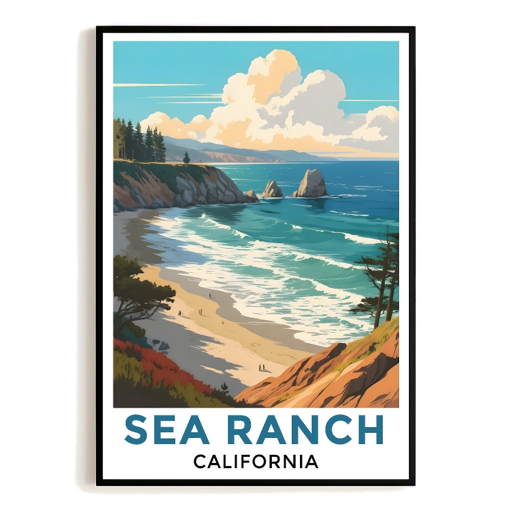 Sea Ranch California Travel Poster Vintage Coastal Scenery Souvenir Wall Art Landscape Print Painting Picture For Home Room Living Room Office Bedroom Decor Unframed | siriusteestore