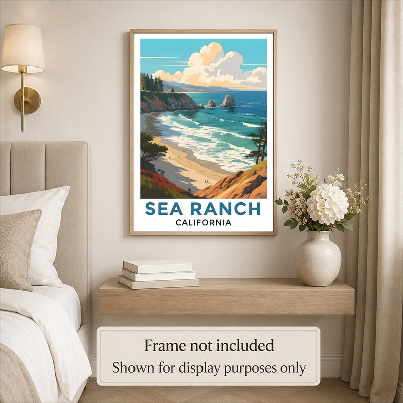 Sea Ranch California Travel Poster Vintage Coastal Scenery Souvenir ...