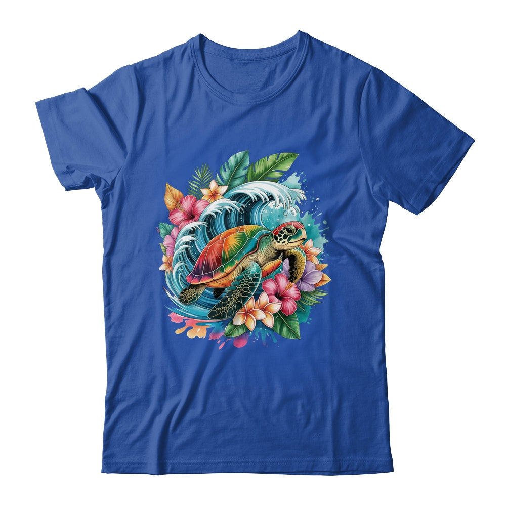 Sea Turtle Summer Vacation Ocean Tropical Flowers Hawaii Shirt & Tank Top | siriusteestore