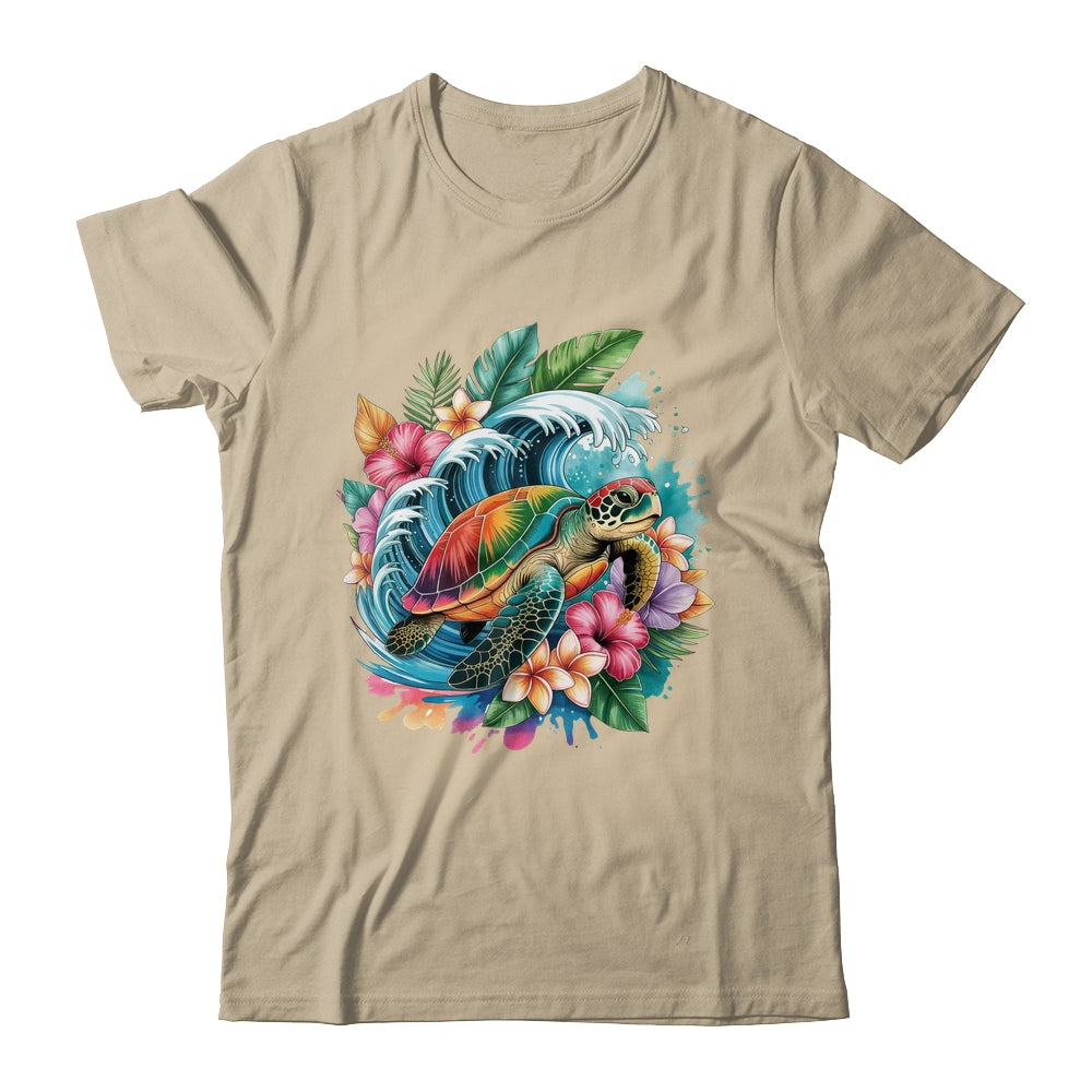 Sea Turtle Summer Vacation Ocean Tropical Flowers Hawaii Shirt & Tank Top | siriusteestore