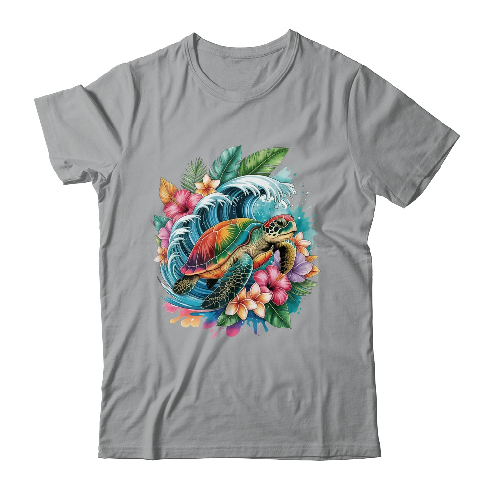 Sea Turtle Summer Vacation Ocean Tropical Flowers Hawaii Shirt & Tank Top | siriusteestore