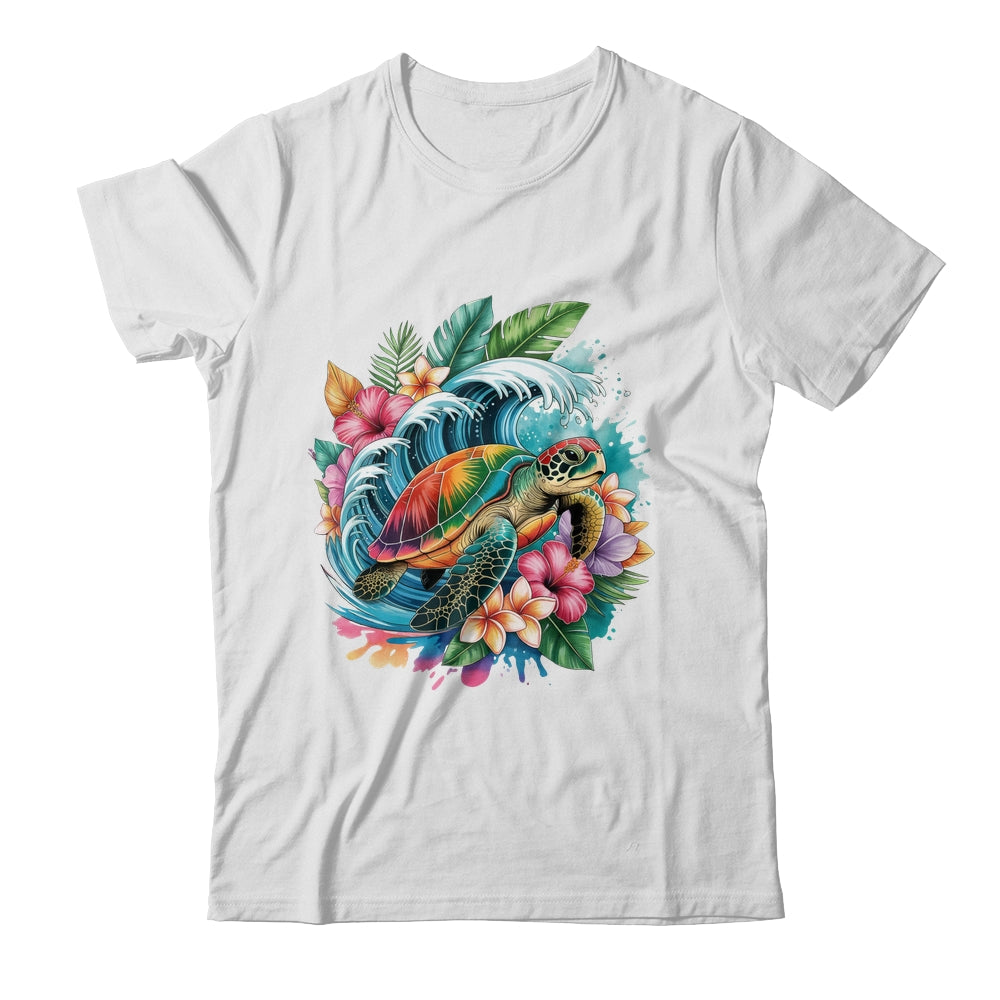 Sea Turtle Summer Vacation Ocean Tropical Flowers Hawaii Shirt & Tank Top | siriusteestore