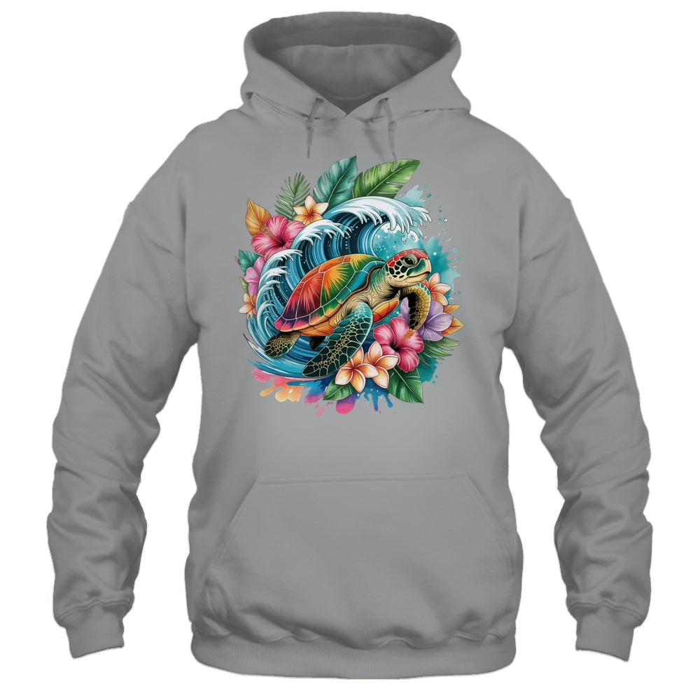 Sea Turtle Summer Vacation Ocean Tropical Flowers Hawaii Shirt & Tank Top | siriusteestore