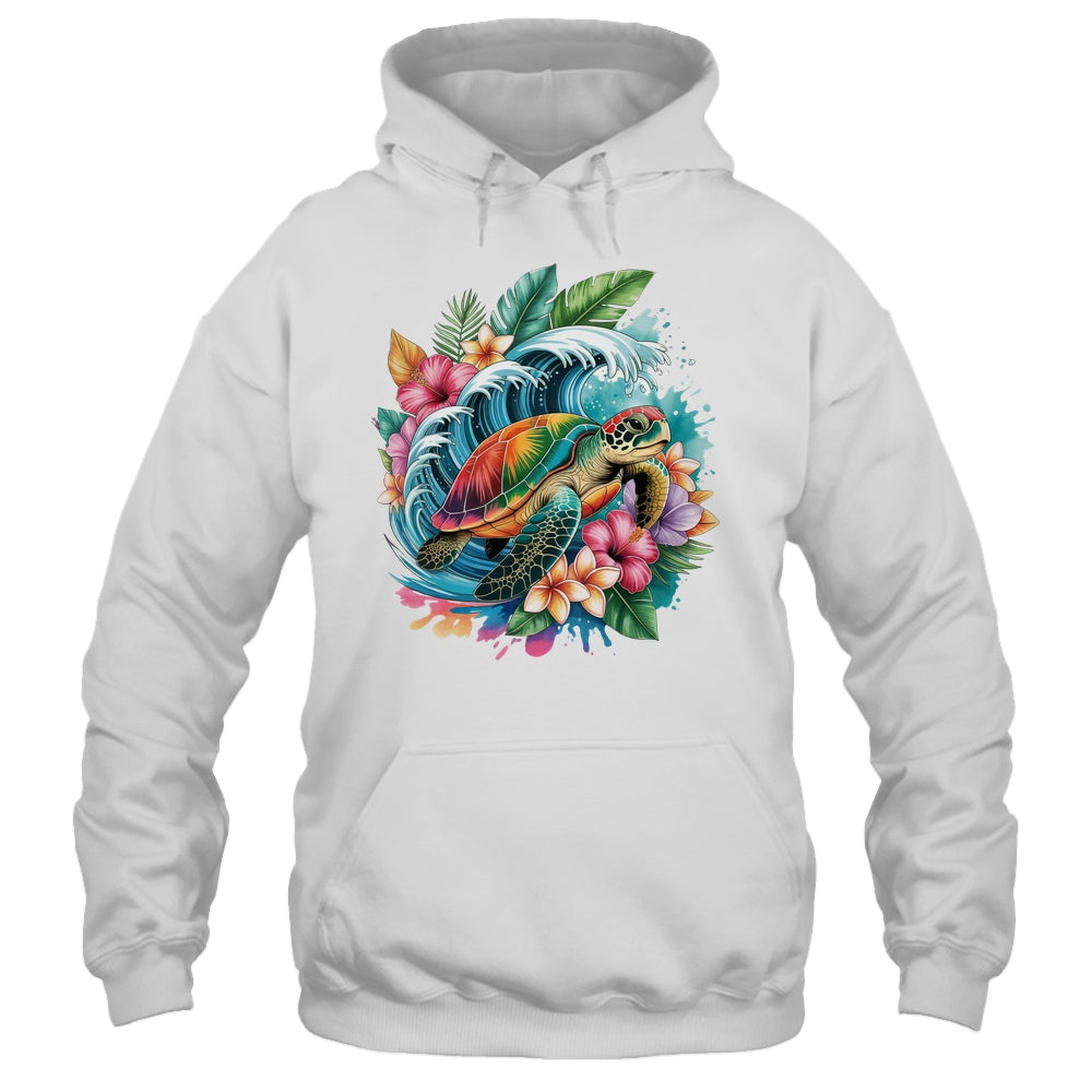 Sea Turtle Summer Vacation Ocean Tropical Flowers Hawaii Shirt & Tank Top | siriusteestore