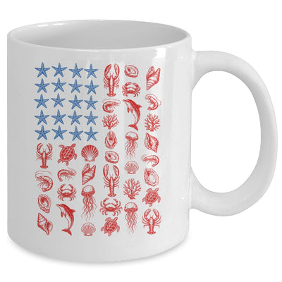 Seashell USA Flag 4Th Of July Men Women Kids Summer Coastal Mug | siriusteestore
