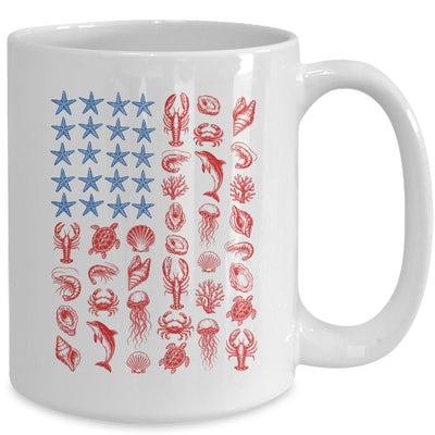 Seashell USA Flag 4Th Of July Men Women Kids Summer Coastal Mug | siriusteestore