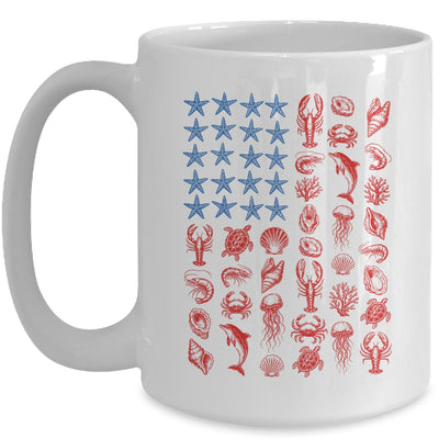 Seashell USA Flag 4Th Of July Men Women Kids Summer Coastal Mug | siriusteestore