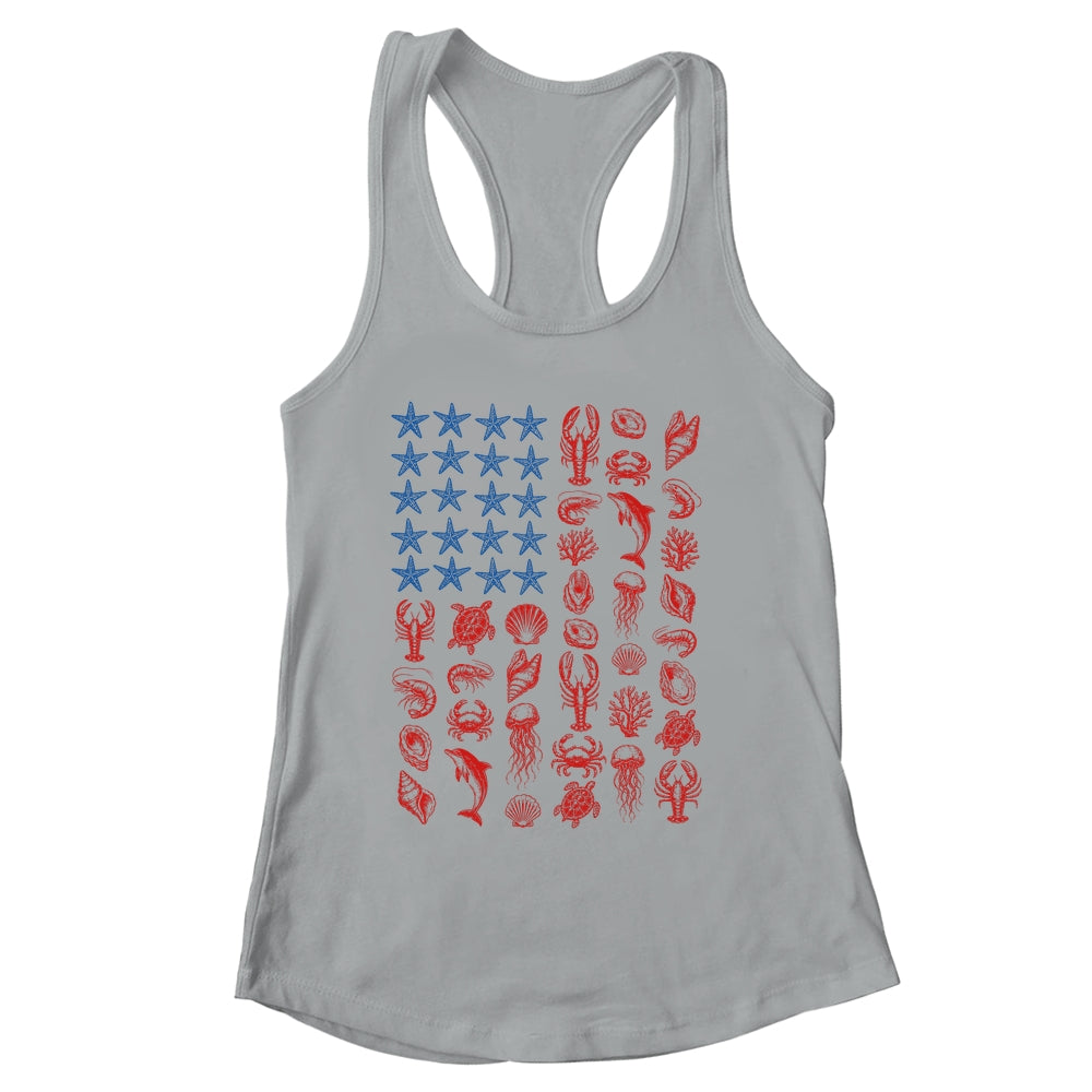 Seashell USA Flag 4Th Of July Men Women Kids Summer Coastal Shirt & Tank Top | siriusteestore