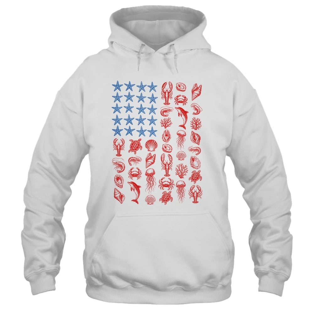 Seashell USA Flag 4Th Of July Men Women Kids Summer Coastal Shirt & Tank Top | siriusteestore