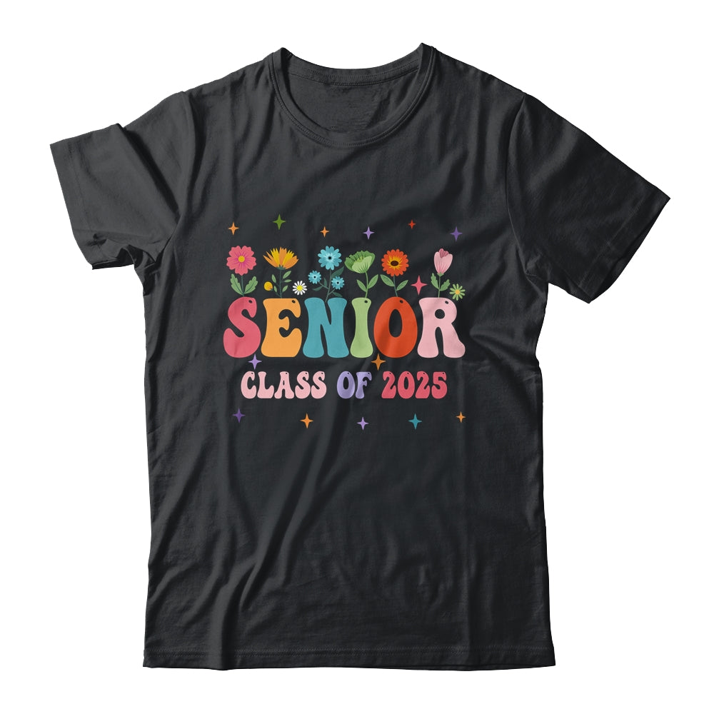 Senior 2025 Groovy Retro Flower Class Of 2025 Graduation Shirt & Tank Top | siriusteestore