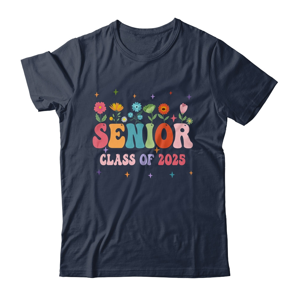 Senior 2025 Groovy Retro Flower Class Of 2025 Graduation Shirt & Tank Top | siriusteestore
