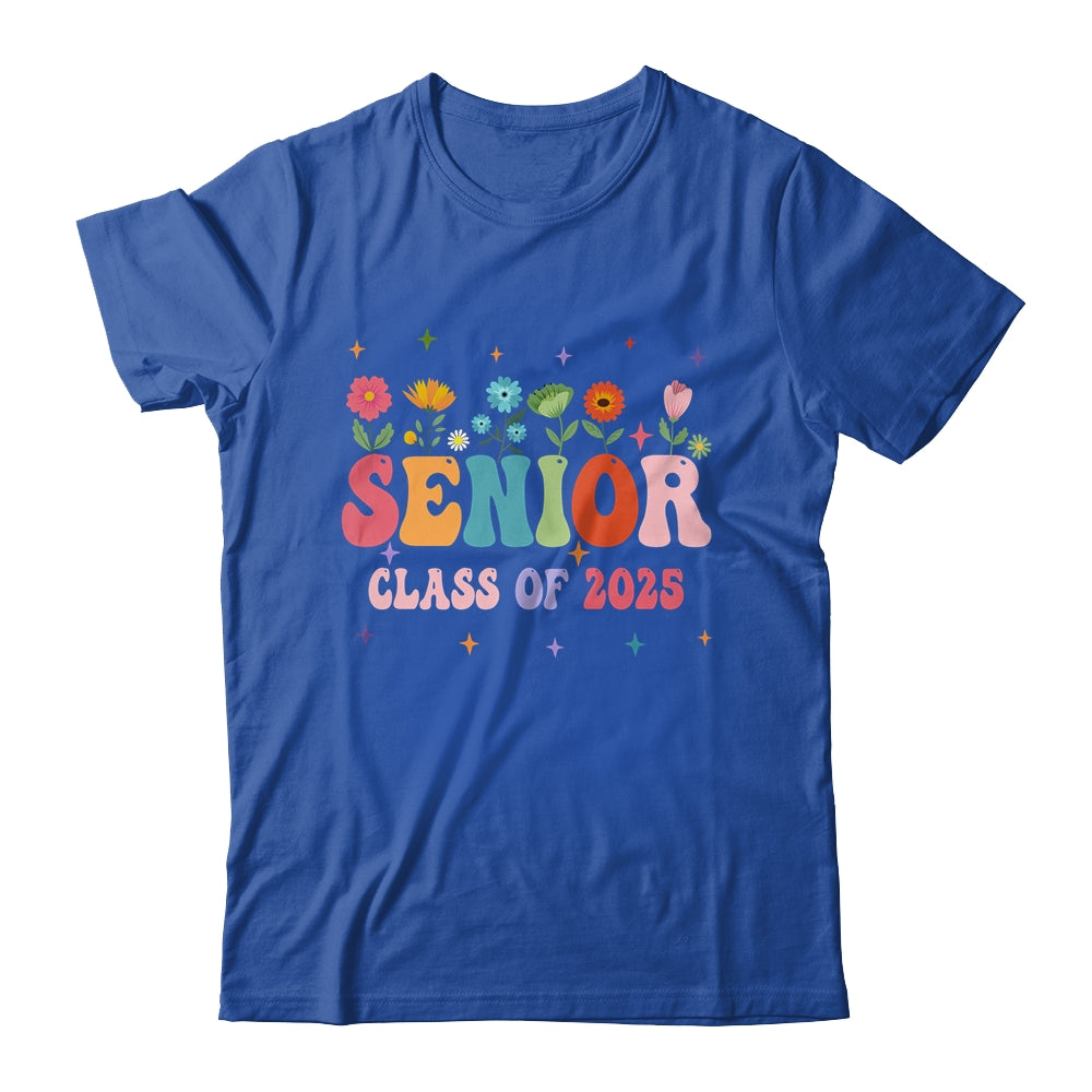 Senior 2025 Groovy Retro Flower Class Of 2025 Graduation Shirt & Tank Top | siriusteestore