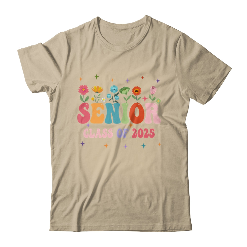 Senior 2025 Groovy Retro Flower Class Of 2025 Graduation Shirt & Tank Top | siriusteestore