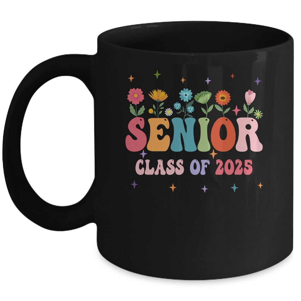 Senior 2025 Groovy Retro Flower Class Of 2025 Graduation Mug | siriusteestore