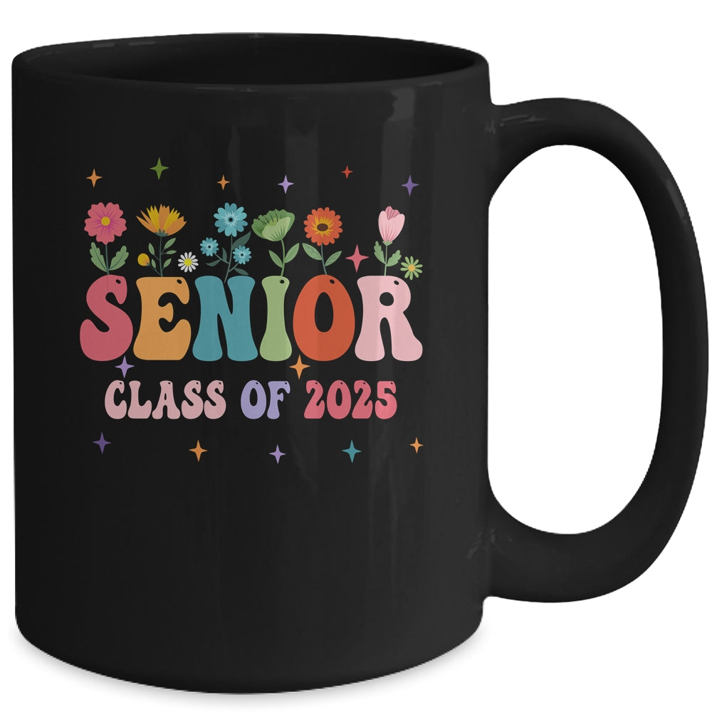 Senior 2025 Groovy Retro Flower Class Of 2025 Graduation Mug | siriusteestore