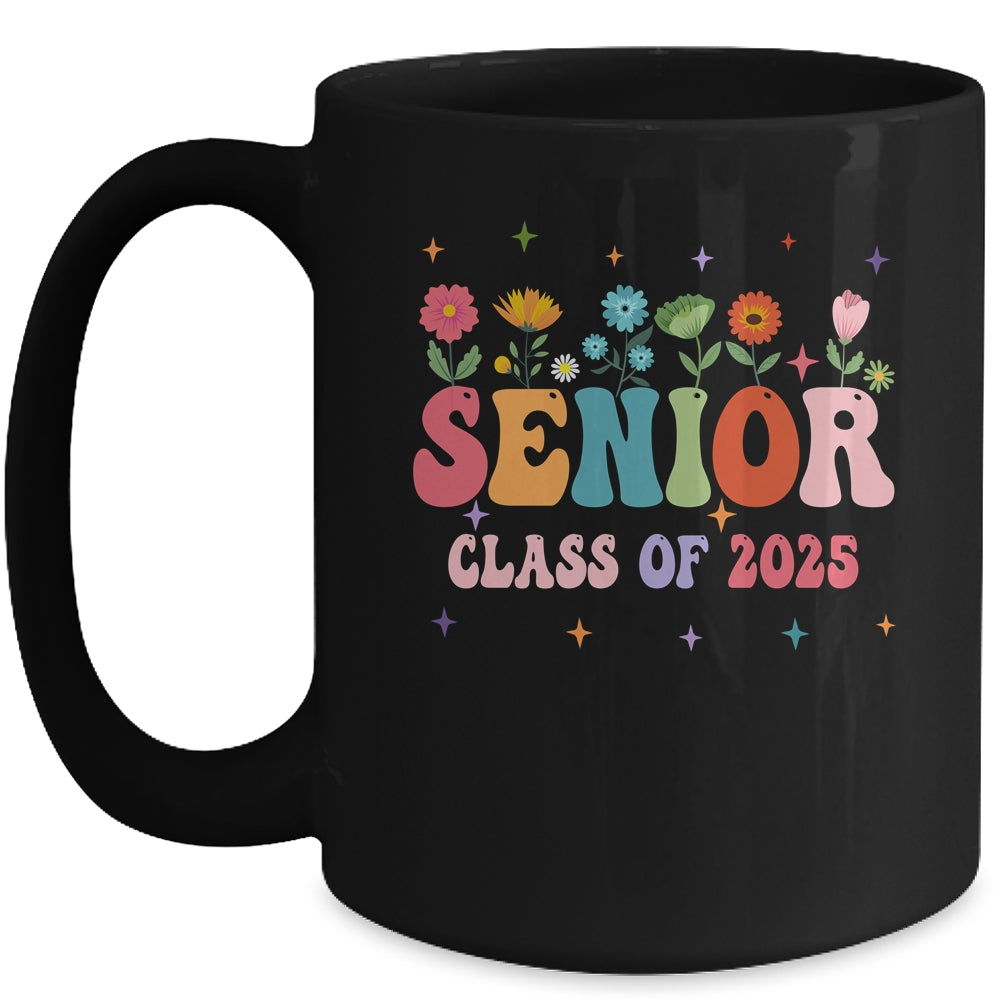 Senior 2025 Groovy Retro Flower Class Of 2025 Graduation Mug | siriusteestore