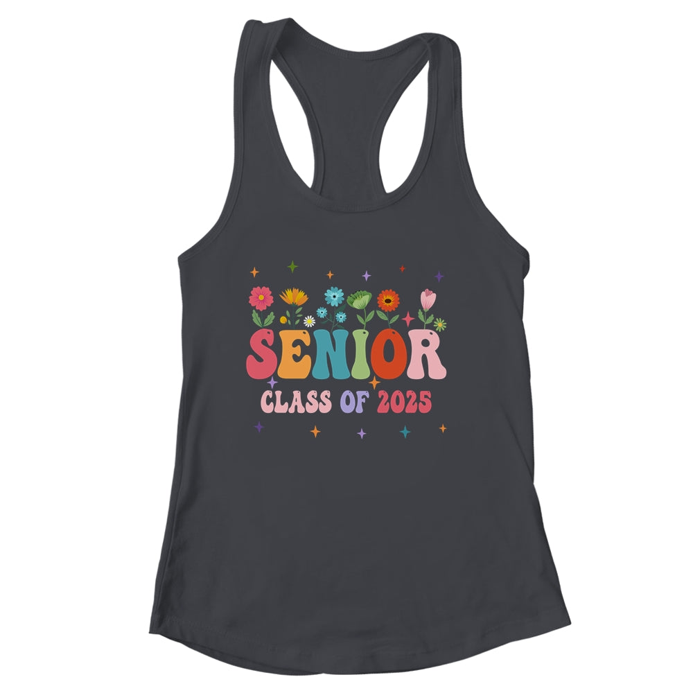 Senior 2025 Groovy Retro Flower Class Of 2025 Graduation Shirt & Tank Top | siriusteestore