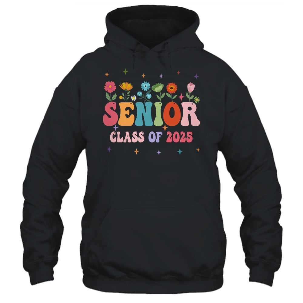 Senior 2025 Groovy Retro Flower Class Of 2025 Graduation Shirt & Tank Top | siriusteestore