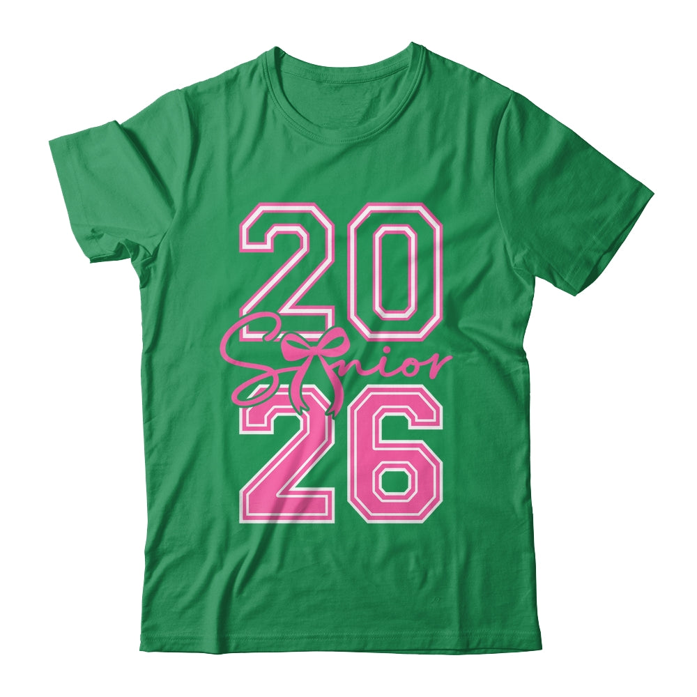 Senior 2026 Class Of 2026 Coquette Pink Bow Graduation Girl Shirt & Hoodie | siriusteestore