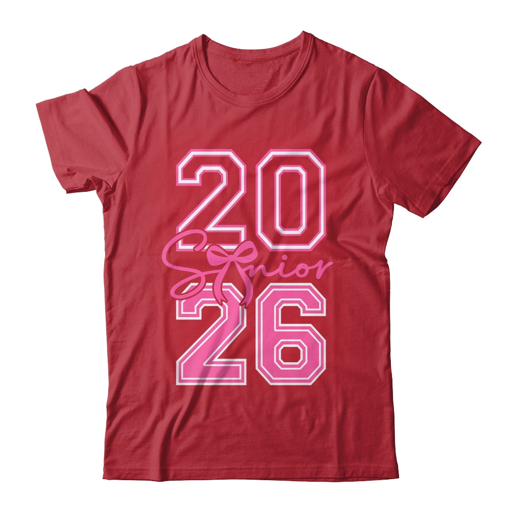 Senior 2026 Class Of 2026 Coquette Pink Bow Graduation Girl Shirt & Hoodie | siriusteestore